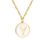 Collier avec pendentif rond en acier inoxydable, couleur or, avec lettres 26 AZ, pour femme, amie de fête, vente en gros