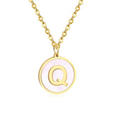 Collier avec pendentif rond en acier inoxydable, couleur or, avec lettres 26 AZ, pour femme, amie de fête, vente en gros