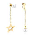 Fashion Women Drop Earrings Moon Star Shape Fake-Pearl For Women's Jewelry Stainless Steel Dangle Earings Brinco