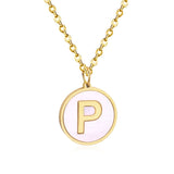 Collier avec pendentif rond en acier inoxydable, couleur or, avec lettres 26 AZ, pour femme, amie de fête, vente en gros