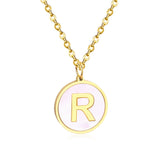 Collier avec pendentif rond en acier inoxydable, couleur or, avec lettres 26 AZ, pour femme, amie de fête, vente en gros