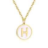 Collier avec pendentif rond en acier inoxydable, couleur or, avec lettres 26 AZ, pour femme, amie de fête, vente en gros