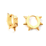 ASON Spikes Hip-hop Punk Hoops Earrings Gold Color Stainless Steel For Women Men Fashion Jewelry Accessorie Daily Wear Boho