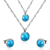 Couleur or rond Double chaîne pendentif colliers boucles d'oreilles pour femme ensemble de bijoux Valentine présente parures bijoux 