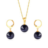 New Blue Opal Jewelry Sets Classic Style Round Shape Pendant Necklace Earrings Fashion Chains Accessoreies Collars