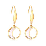 Coquille ronde lune Brincos bijoux coréen boucles d'oreilles ensembles en acier inoxydable boucles d'oreilles ensemble pour les femmes Kolczyki