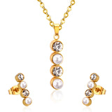 Mode blanc Imitation perles cristal pendentif collier boucles d'oreilles pour les femmes bijoux de mariage ensembles bijoux femme 