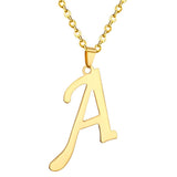 ASON Initial 26 Letters A-Z Gold Color Stainless Steel Modern Chain Choker Pendant Necklaces For Women Fashion Jewelry