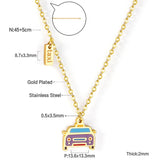 ASON Cute Red Little Car Pendant Necklace 316L Stainless Steel Cartoon Taxi Necklace for Women Fashion Jewelry Accessories