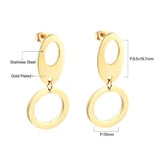 ASON Classic Gold Color Round Pendant Drop Earring Stainless Steel Dangle Earring for Women Gift Accessories Jewelry