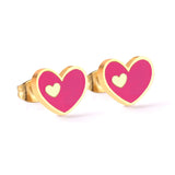 5 Colors Fashion Jewelry Stainless Steel Heart Stud Earring Set For Women's Shell Korean Earrings Set Brinco