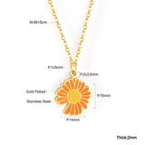 ASON Korean Fashion Sunflower Pendant Necklace for Women Stainless Steel Colorful Choker with Extender Jewelry Accessories