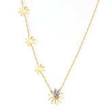 ASON – collier chaîne en forme de marguerite en forme de fleur, ras du cou en acier inoxydable, couleur or, avec zircone cubique, 40cm, avec rallonge, bijoux