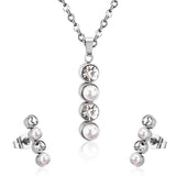 Mode blanc Imitation perles cristal pendentif collier boucles d'oreilles pour les femmes bijoux de mariage ensembles bijoux femme 