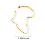 ASON Gigantic Gold Color 316L Stainless Steel Africa Map Huge Hoop Earring Ear Stud for Women Girl Gift Jewelry Accessories