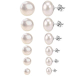 ASON – ensemble de boucles d'oreilles en acier inoxydable, tailles mixtes, 6 paires/boîte, rose, blanc, perles d'eau douce, boucles d'oreilles à clous, Bioux, usage quotidien 