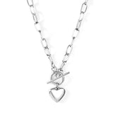 Heart Pendant 316L Stainless Steel Link Chain Necklace For Women Choker Collar Accessories Christmas Party Gift