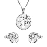 ASON – ensemble de bijoux de noël pour femmes, accessoires féminins, pendentif d'arbre en acier inoxydable, collier et boucles d'oreilles, vente en gros, fête 