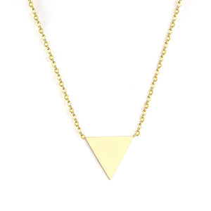 Fashion Gold Triangle Pendant Link Chain Choker Necklace Women  Jewelry Stainless Steel Babygirl Necklaces Set