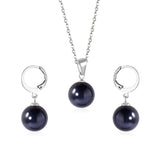 New Blue Opal Jewelry Sets Classic Style Round Shape Pendant Necklace Earrings Fashion Chains Accessoreies Collars