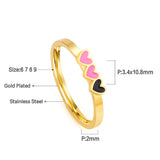 ASON Cute Gold Color Finger Ring 316L Stainless Steel Small Heart Fashion Jewelry for Women Size 6 Jewellery Accessory Gift