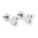 ASON Elegant Crown Cubic Zirconia Piercing Stud Earrings for Women Girls Gold Color Stainless Steel Jewelry Accessories