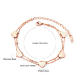 ASON – Bracelet à breloques multicouches en forme de cœur, couleur or, en acier inoxydable, avec rallonge, pour femmes et filles, bijoux à la mode, cadeau 