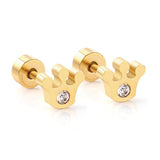 ASON Elegant Crown Cubic Zirconia Piercing Stud Earrings for Women Girls Gold Color Stainless Steel Jewelry Accessories