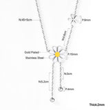 ASON Cute Flower Round Pendant Necklace Gold Color Stainless Steel Charm Choker Necklaces for Women Jewelry Accessories