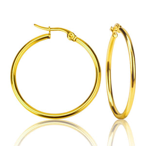 Pendientes de aro de acero inoxidable de Color dorado para mujeres y hombres, joyería de oreja redonda grande/pequeña, bisutería Acier Inoxidable