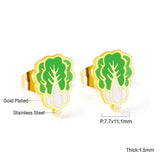 ASON Cute Vegetable Shape Cartoon Earrings 316L Stainless Steel Unusual Small Stud Earrings for Women Fashion Jewelry