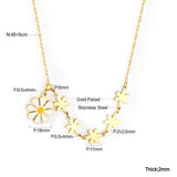 ASON Cute Flower Round Pendant Necklace Gold Color Stainless Steel Charm Choker Necklaces for Women Jewelry Accessories