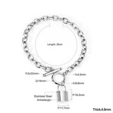 ASON Gold Color Key Lock Charm Pendant Punk Bracelet Stainless Steel Bangle for Women Men Party Gift Fashion Jewelry