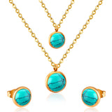 Couleur or rond Double chaîne pendentif colliers boucles d'oreilles pour femme ensemble de bijoux Valentine présente parures bijoux 