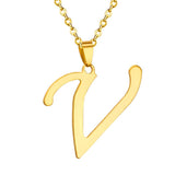 ASON Initial 26 Letters A-Z Gold Color Stainless Steel Modern Chain Choker Pendant Necklaces For Women Fashion Jewelry