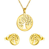 ASON Christmas Jewelry Sets Female Accessories Stainless Steel Tree Pendant Necklace Earring Sets Wholesale Party