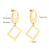 ASON-pendientes colgantes con Colgante cuadrado de Color dorado clásico para mujer, aretes Piercing, aretes de gota de acero inoxidable, accesorios de joyería 