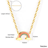 ASON Rainbow Charm Pendant Chain Necklace Gold Color Stainless Steel Necklace for Women Girl Lovely Gift Jewelry Chokers