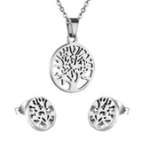 ASON – ensemble de bijoux de noël pour femmes, accessoires féminins, pendentif d'arbre en acier inoxydable, collier et boucles d'oreilles, vente en gros, fête 