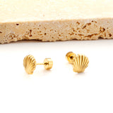 18k Gold Plated Screw Plug Shell Stud Earrings