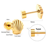 18k Gold Plated Screw Plug Shell Stud Earrings