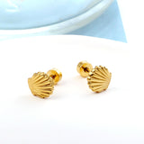 18k Gold Plated Screw Plug Shell Stud Earrings