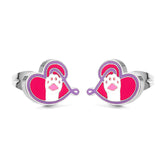 Stainless Steel Heart-shaped Cat's Paw Mixed Color Cut Stud Earrings