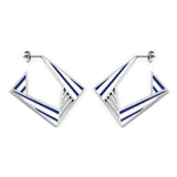 Fashion Rhombus Hollow Mixed Color Stud Earrings