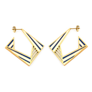 Fashion Rhombus Hollow Mixed Color Stud Earrings