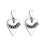 Anti-Allergy Small Heart+Large Heart with Chain Stud Earrings