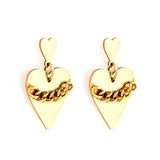 Anti-Allergy Small Heart+Large Heart with Chain Stud Earrings