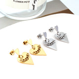 Anti-Allergy Small Heart+Large Heart with Chain Stud Earrings