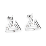 Stainless Steel Triangle with 5 Diamonds Stud Earrings