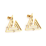 Stainless Steel Triangle with 5 Diamonds Stud Earrings